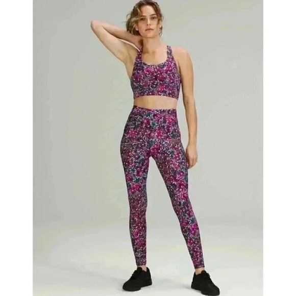 Lululemon Women's Base Pace HR Tight 28" *Fleece 2 Floral Electric Multi Running - Picture 6 of 10